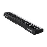 NU-X NPK-20 88-note digital stage piano in black, angled view showing full hammer-action keyboard, front controls and NUX branding on a white background.