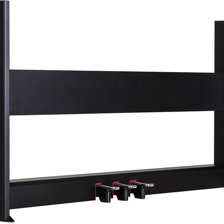 NU-X NPS-1 wooden piano stand from AVSL in matt black, showing the frame and three integral pedals for soft, sostenuto and sustain.