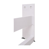 NU-X NPS-1 white wooden stand components for NPK-10 and NPK-20 digital pianos, showing upright side panel with fixings and support rails on a white background.