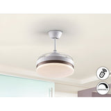 Vento Mini CCT Dimmable LED Retractable Blades Ceiling Fan Light - White/Bronze