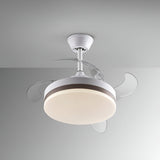 Vento Mini CCT Dimmable LED Retractable Blades Ceiling Fan Light - White/Bronze