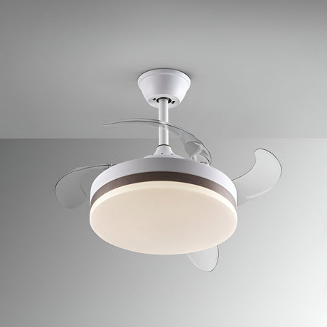 Vento Mini CCT Dimmable LED Retractable Blades Ceiling Fan Light - White/Bronze