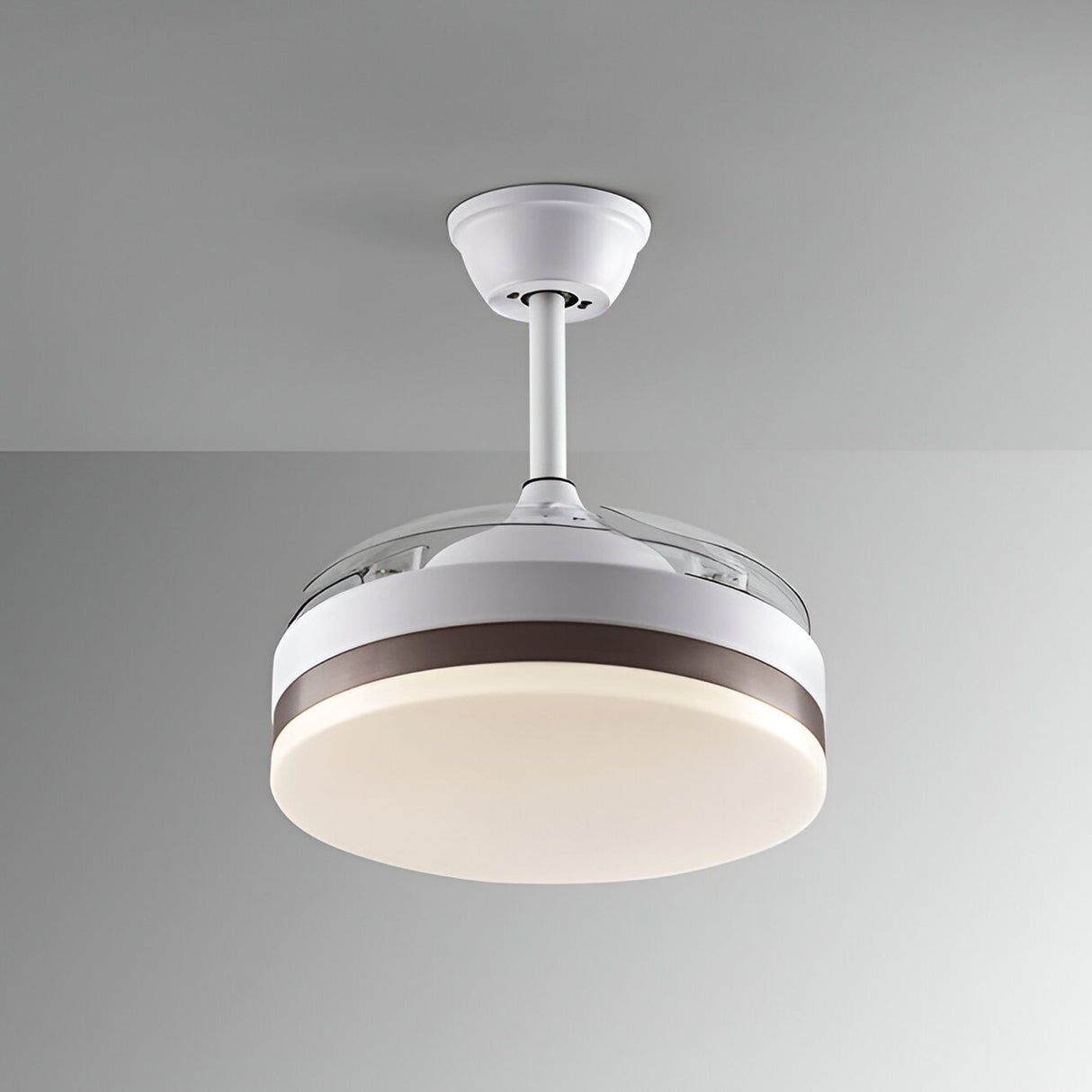 Vento Mini CCT Dimmable LED Retractable Blades Ceiling Fan Light - White/Bronze