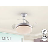 Vento Mini CCT Dimmable LED Retractable Blades Ceiling Fan Light - White/Bronze