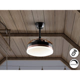 Vento Mini CCT Dimmable LED Retractable Blades Ceiling Fan Light - Black/Brown