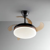 Vento Mini CCT Dimmable LED Retractable Blades Ceiling Fan Light - Black/Brown