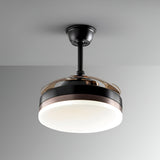Vento Mini CCT Dimmable LED Retractable Blades Ceiling Fan Light - Black/Brown