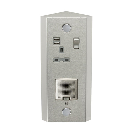 13A 1G Vertical Switched Socket with Dual USB Charger (2.4A) and 3W RMS Bluetooth Speaker