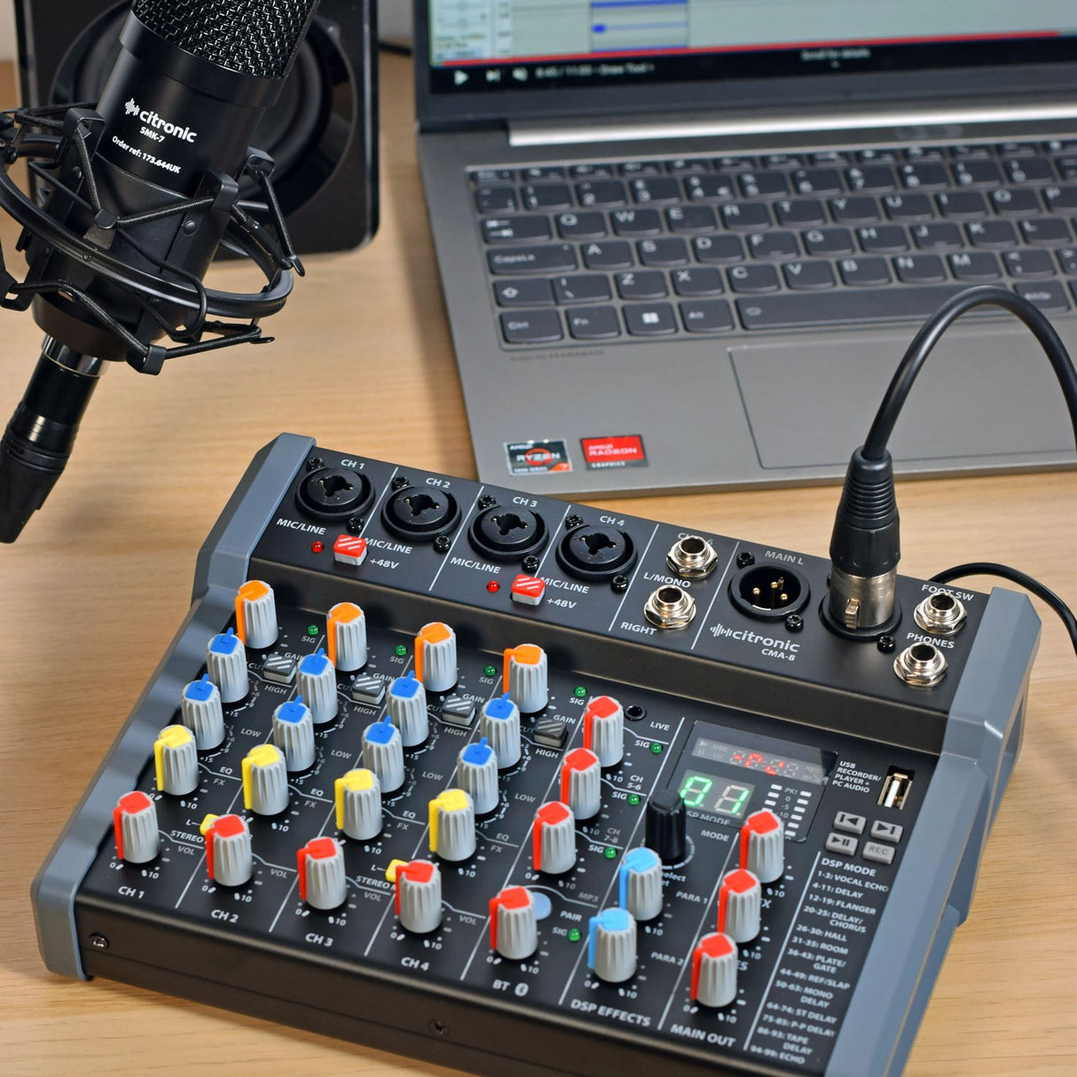 Citronic CMA-8 Compact Mixer with DSP, USB & Bluetooth