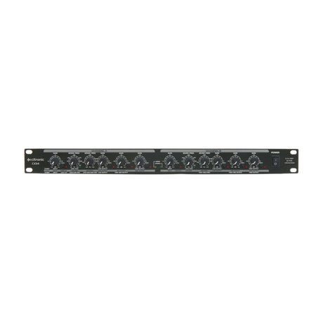 Citronic CX34 2/3/4-way active crossover, 1U rack unit with dual channel gain and frequency controls, XLR connections, and power switch on a white background.