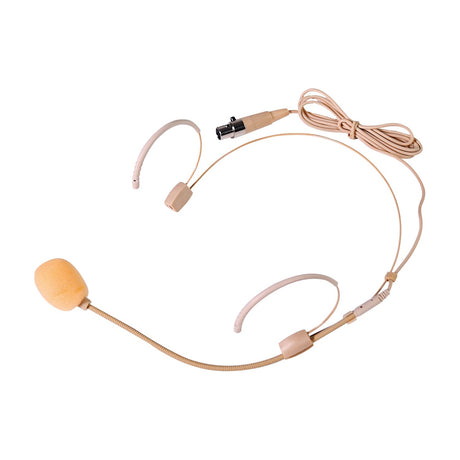 Chord XU1-B beige headset microphone with foam windscreen, adjustable neckband and XLR cable on a white background.