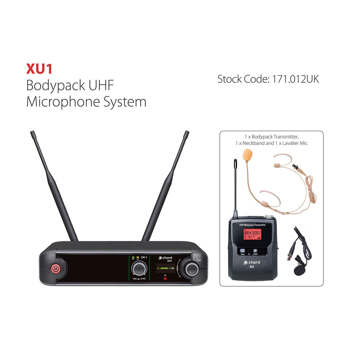 Chord XU1-B True Diversity UHF Bodypack Microphone System