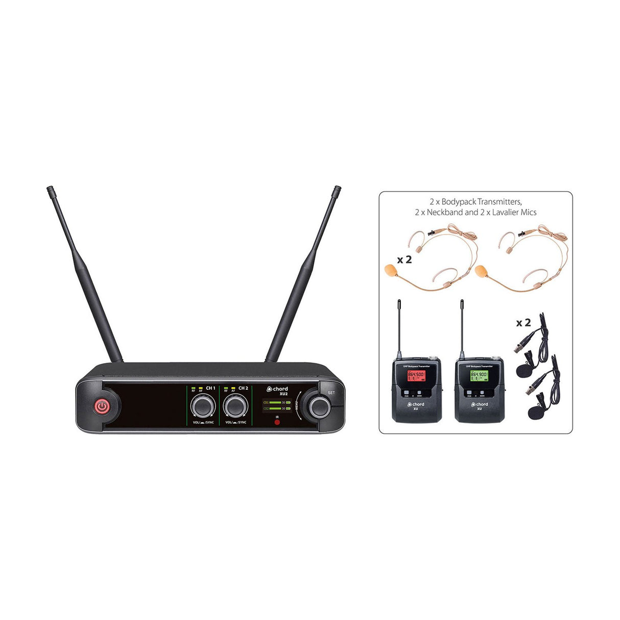 Chord XU2-B Dual Bodypack UHF Wireless Microphone System