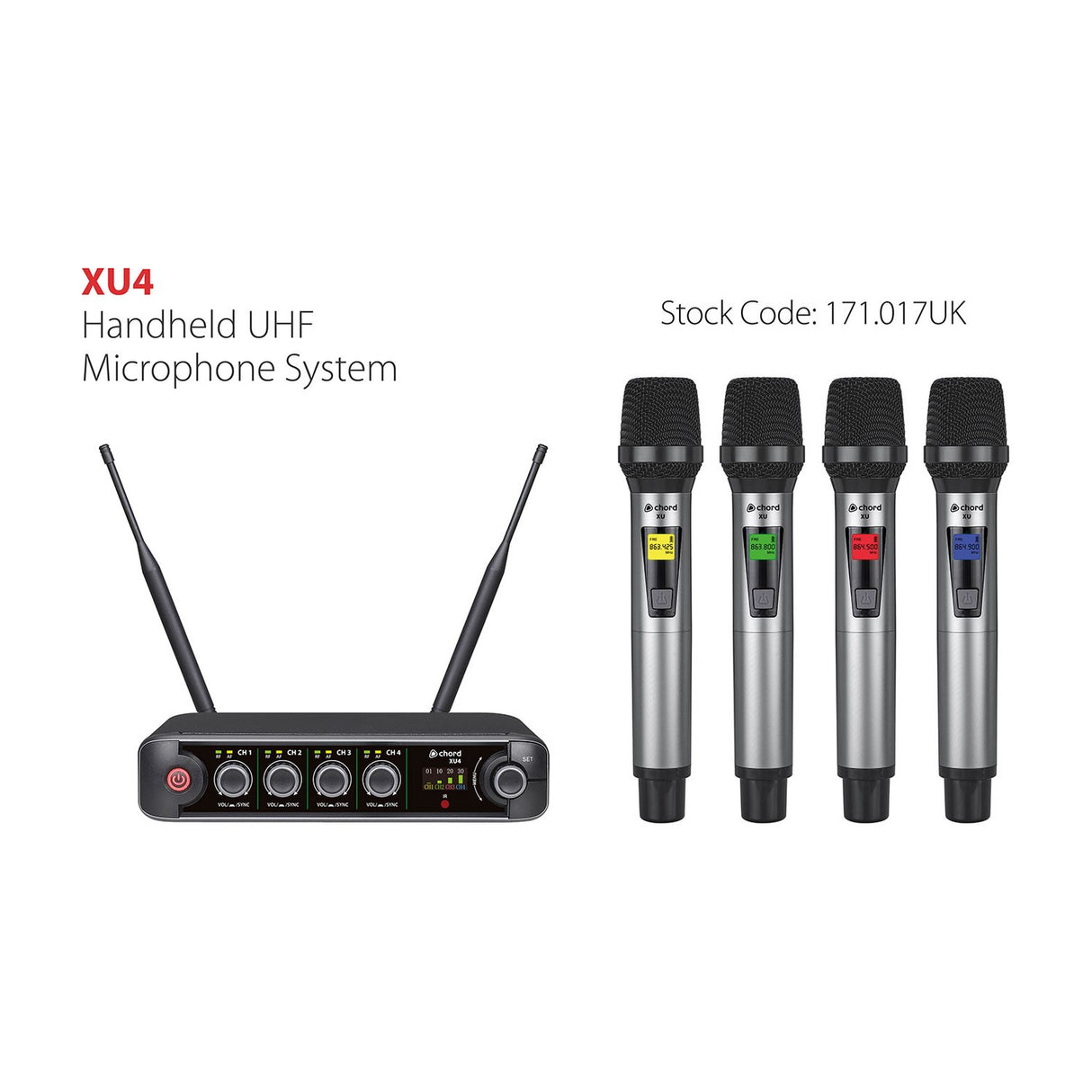 Chord XU4-H Quad Handheld UHF Wireless Microphone System