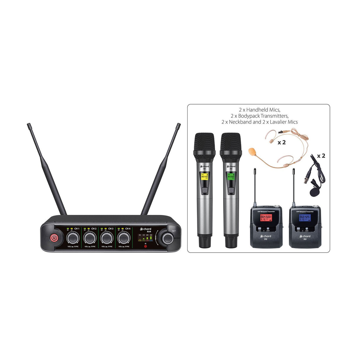 Chord XU4-C Quad UHF Wireless Microphone System