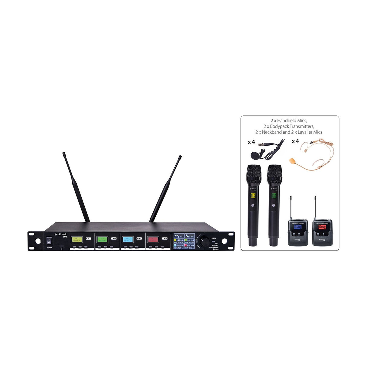 Citronic TU4-C Quad UHF Wireless Microphone System