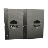 Citronic C-118S 18" active line array subwoofers by AVSL shown side by side with pinlock array hardware, carry handles and textured black finish.