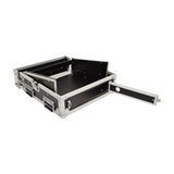 Citronic CASE10:2 19" rack flight case shown open with lids removed, revealing 2U angled top and 10U vertical sections in black with silver edging.