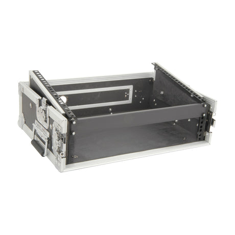 Citronic CASE:CDM63 6U and 3U mixer rack case by AVSL with open lids, metal corners, spring handles and lockable catches, shown on a plain white background.