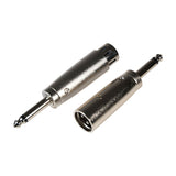 Citronic X24 wireless XLR set showing two silver metal XLR to 6.35mm jack adaptors on a white background.