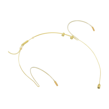 Chord FNM-35 discreet neckband headset microphone in beige with over-ear supports and threaded 3.5mm mono jack, shown on a plain white background.