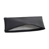 Chord HTP-295 wireless microphone transmitter pouch in black PU leather with zip closure, partially open to reveal the light interior lining.