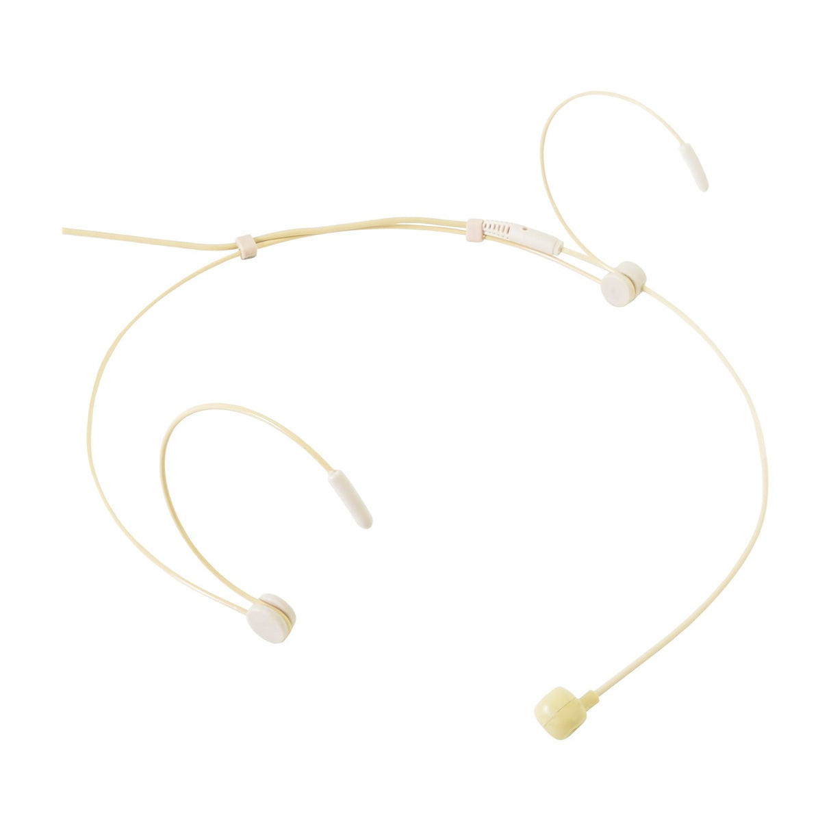 Chord DCN-35 discreet beige cardioit neckband microphone with slim over-ear supports and threaded 3.5mm jack cable, shown on a plain white background.
