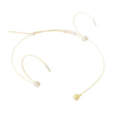 Chord DCN-35 discreet beige cardioit neckband microphone with slim over-ear supports and threaded 3.5mm jack cable, shown on a plain white background.