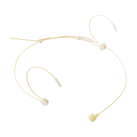 Chord DCN-35 discreet beige cardioit neckband microphone with slim over-ear supports and threaded 3.5mm jack cable, shown on a plain white background.