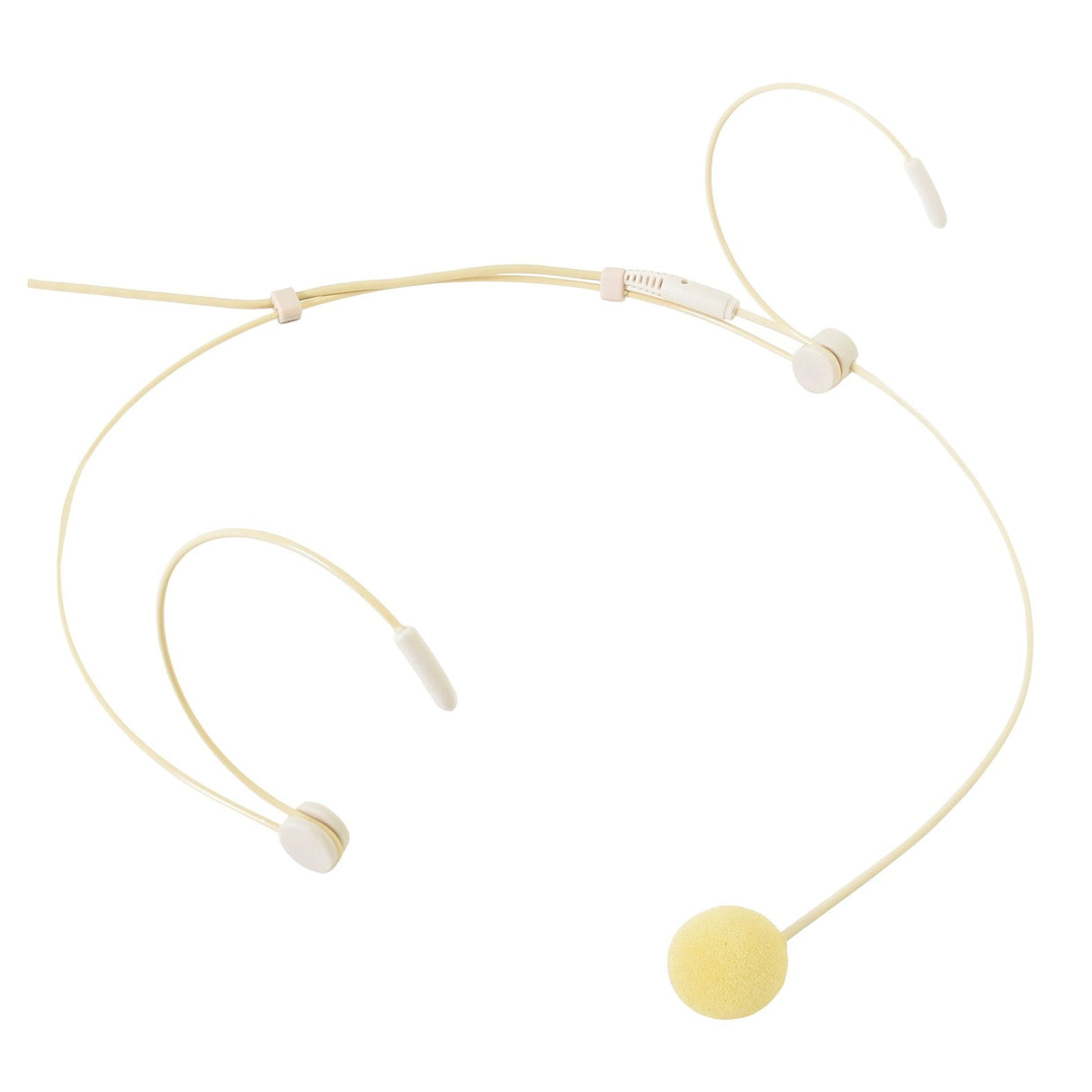 The Chord Discreet Cardioid Neckband Microphone includes an adjustable thin frame and a small yellow windscreen on its cardioid condenser element, making it suitable for use with bodypack transmitters.