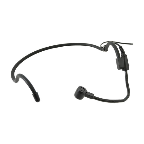 Chord HAN-35 cardioid neckband headset microphone in matte black with flexible boom arm and threaded 3.5mm jack cable, shown on a white background.