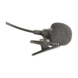 Chord LLM-35 cardioid lavalier tie-clip microphone in black with foam windscreen, clothing clip and thin cable, shown on a plain white background.