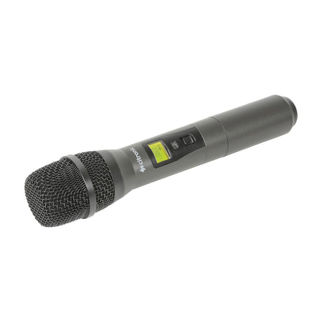 Citronic RUHH-PLL UHF handheld transmitter microphone with dynamic capsule, backlit LCD display and dark grey body, shown on a white background.