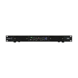 Citronic D600 Class-D 1U rack-mount stereo power amplifier with front power switch, dual channel volume knobs, LED indicators and mesh vents.