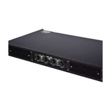 Citronic D4350 quad power amplifier in a 1U black rack case with four channel knobs, status LEDs, and side vent grilles on a white background.