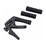 Cherub CGC-1 Gemini adjustable guitar capo in matte black with tension wheel and quick-release trigger, shown with two spare radius clamp sleeves.