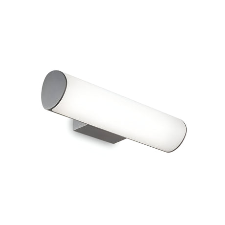 The Glintis LED Bathroom Mirror Light 9.5W 4000K in Anthracite features a modern cylindrical wall sconce with a smooth anthracite metallic base and a frosted white light diffuser, mounted horizontally, for a sleek, energy-efficient touch.