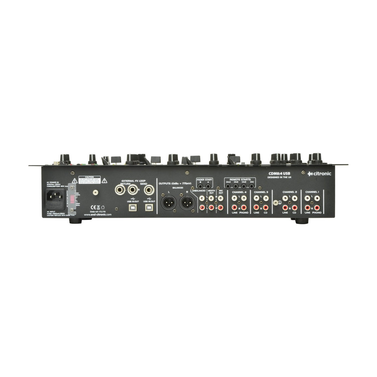 Citronic CDM8:4 USB 4-Channel 19" Rack DJ Mixer