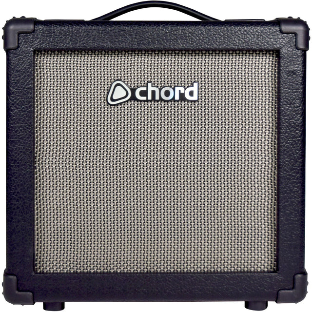 Chord CB-15BT 15W bass combo amplifier with Bluetooth, black cabinet and beige woven grille, top carry handle, shown on a plain background.