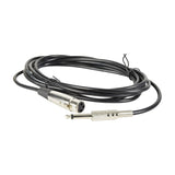 Citronic DM15 coiled black microphone cable with silver XLR female connector and 6.35mm mono jack plug on a white background.
