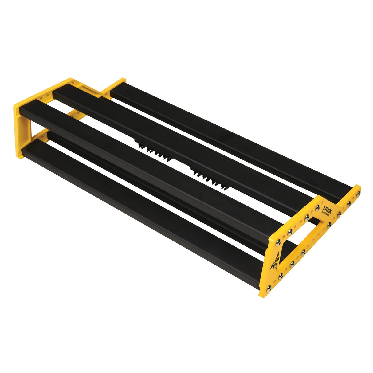 Introducing the NU-X Medium Bumblebee Pedalboard, featuring a robust design crafted from anodized aluminum with multiple support beams. This yellow and black board is engineered to securely hold your music gear and accessories, making it ideal for musicians and enthusiasts. Plus, it comes complete with a bag and accessories for added convenience.
