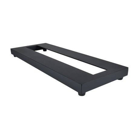 Chord PB-380 Micro Pedal Board by AVSL, a slim rectangular matte black aluminium frame with open centre and non-slip feet, on a plain white background.