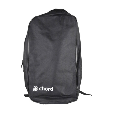 Chord PB-380 micro pedal board water-resistant carry bag in black with padded top handle and white logo, shown on a plain background.