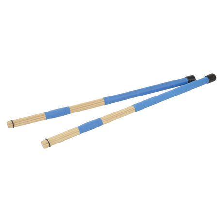 A pair of Chord Foam Maple Rutes featuring blue handles, beige bristles on a white background, black caps on the ends, and a foam core for enhanced durability.