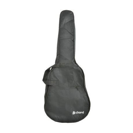 Chord LGB-C44 padded classical 4/4 gig bag in matt black 600D Oxford cloth with zipped front pocket and carry handle, shown on a plain background.