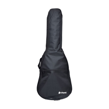 Chord LGB-E3 lightweight electric guitar gig bag in matt black with front zipped pocket and carry strap, shown against a plain white background.