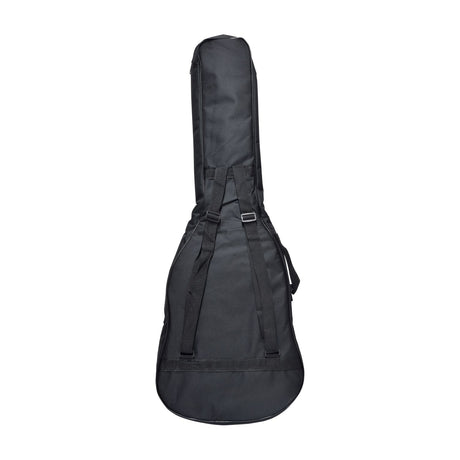 Rear view of the Chord LGB-E3 lightweight electric guitar gig bag in matt black, showing dual shoulder straps for backpack-style carrying.
