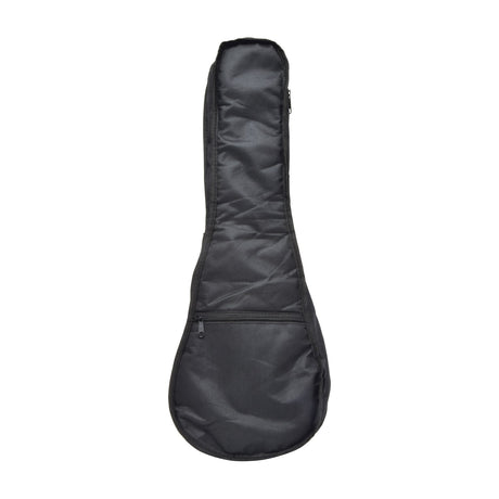 Chord UBP-24BK padded concert ukulele gig bag in black with full-length zip, front zipped pocket and carry handle, shown on a white background.