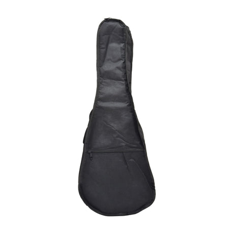 Chord UBP-26BK padded tenor ukulele gig bag in black 600D Oxford fabric with full-length zip, zipped front pocket and carry handle, on white.