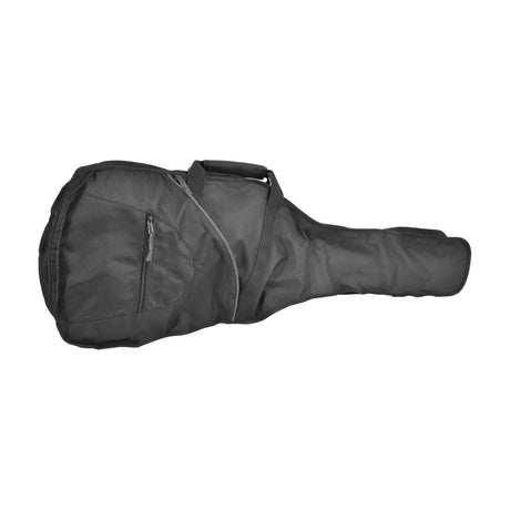 Chord GB-EU1 electric guitar gig bag in black fabric with front zip pocket, padded carry handle, and backpack straps, shown on a white background.